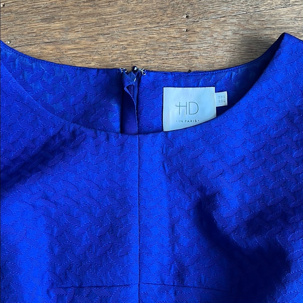Blue Anthropologie Dress, flattering waistline, textured fabric, pockets! - Picture 4 of 9